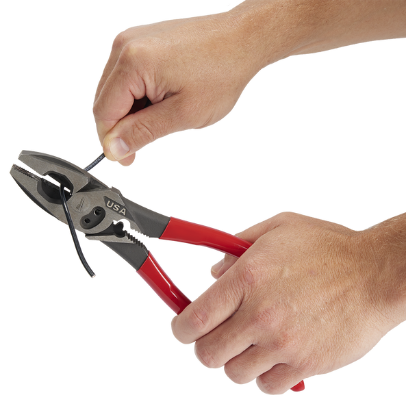 USA Made Dipped Grip 228mm (9") Lineman's Pliers ​with Crimper, , hi-res