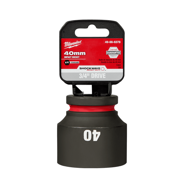 SHOCKWAVE™ 3/4" Drive 40mm Standard 6 Point Impact Socket, , hi-res
