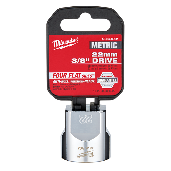 3/8" Drive 22mm Metric Standard 6-Point Socket, , hi-res