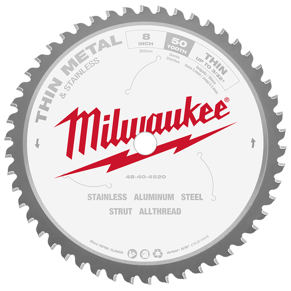 203mm (8") 50T Thin Metal Circular Saw Blade with Cermet Carbide Teeth, , hi-res