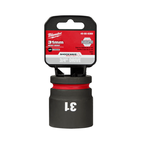 SHOCKWAVE™ 3/4" Drive 31mm Standard 6 Point Impact Socket, , hi-res