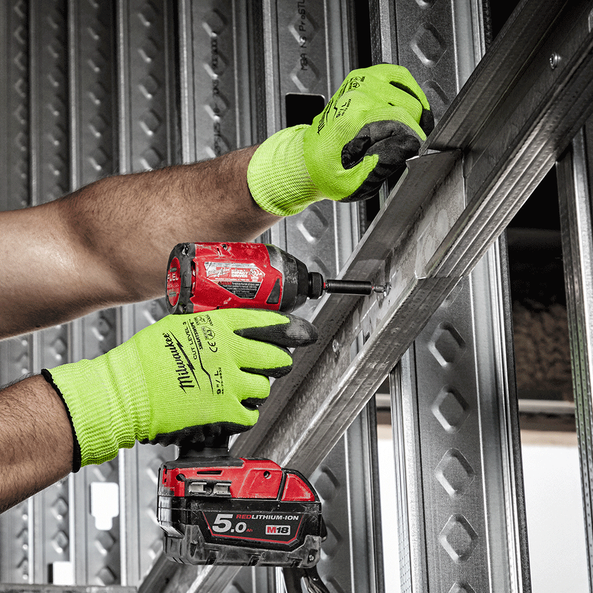 Hi-Vis Cut 3(C) PU Dipped Gloves - XL, , hi-res