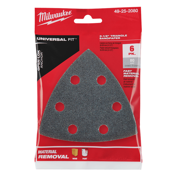 OPEN-LOK™ 89mm 80 Grit H&L Sandpaper 6PK, , hi-res