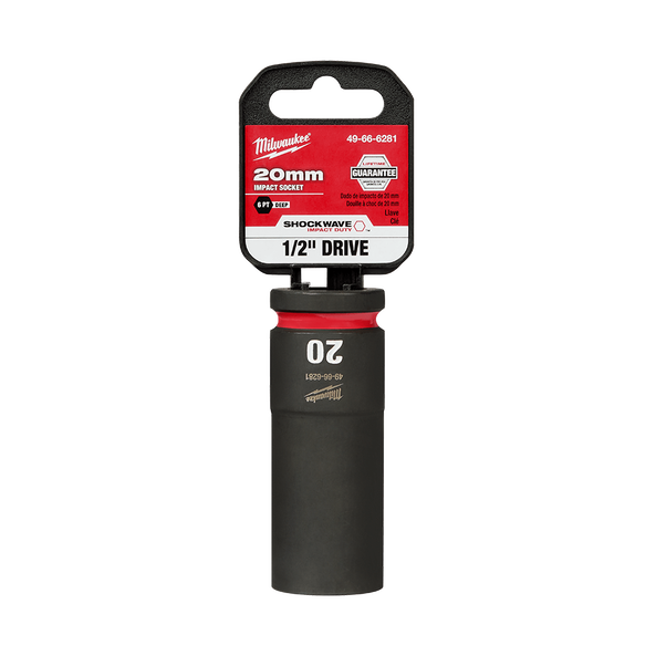 SHOCKWAVE™ 1/2" Drive 20mm Deep 6 Point Impact Socket, , hi-res