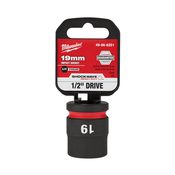 SHOCKWAVE™ 1/2" Drive 19mm Standard 6 Point Impact Socket, , hi-res