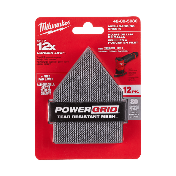Pentagon 120 Grit POWERGRID™ H&L Mesh sanding sheets 12PK + Pad Saver, , hi-res