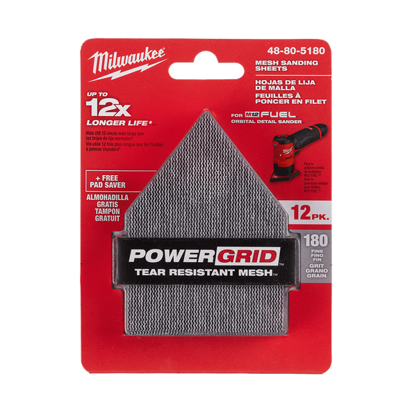 Pentagon 220 Grit POWERGRID™ H&L Mesh sanding sheets 12PK + Pad Saver, , hi-res