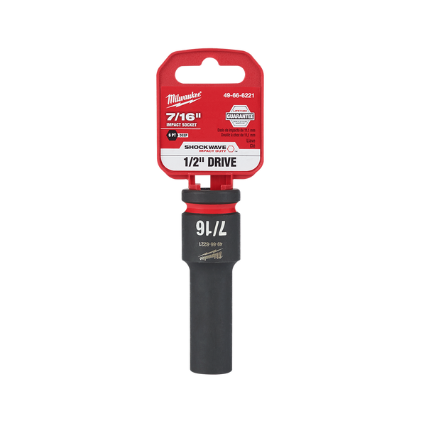 SHOCKWAVE™ 1/2" Drive 7/16" Deep 6 Point Impact Socket, , hi-res