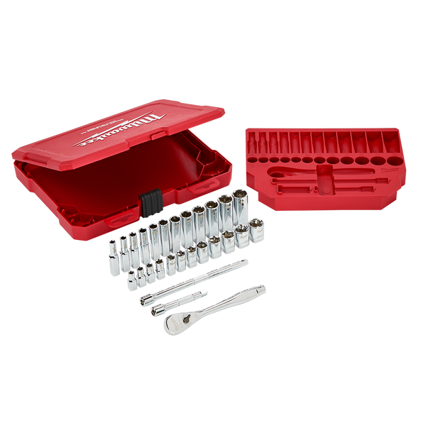 1/4" Drive 28pc Ratchet%20%26%20Socket Set - Metric