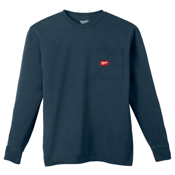 GRIDIRON Pocket Tee Long Sleeve Blue - S, Blue, hi-res