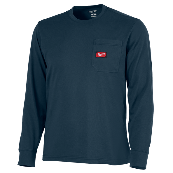 GRIDIRON Pocket Tee Long Sleeve Blue - S, Blue, hi-res