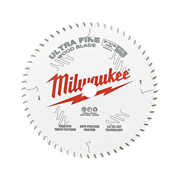 184mm (7-1/4") 60T Wood Circular Saw Blade Ultra Fine Finish, , hi-res