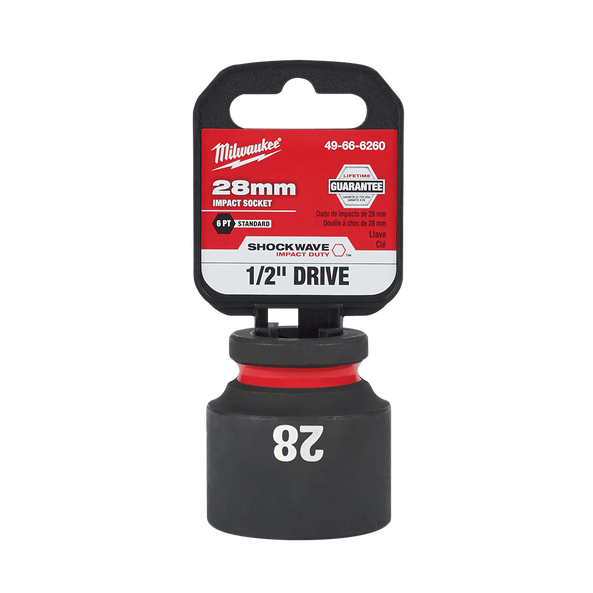 SHOCKWAVE™ 1/2" Drive 28mm Standard 6 Point Impact Socket, , hi-res