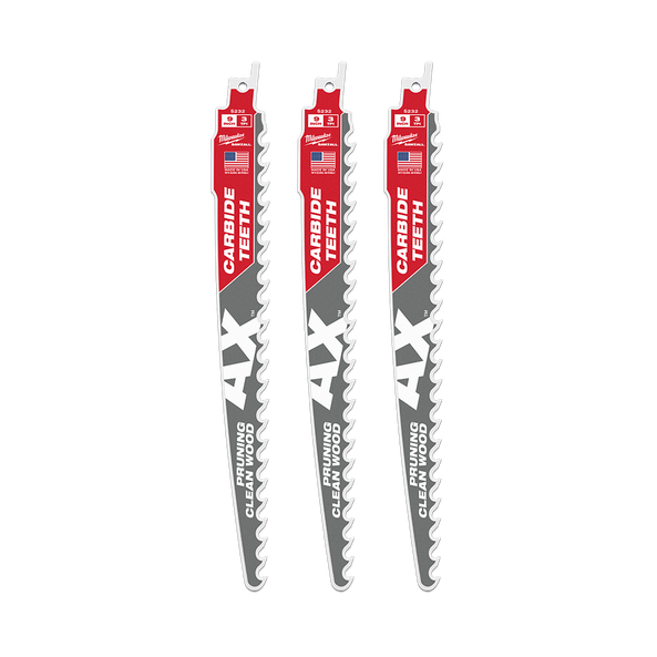 SAWZALL™ The AX™ with Carbide Teeth Pruning 225mm 9" 3TPI Blade 3 Pack, , hi-res