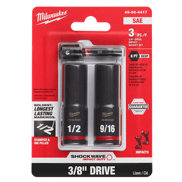 SHOCKWAVE™ 3/8" Drive 3PC SAE Deep 6 Point Impact Socket Set