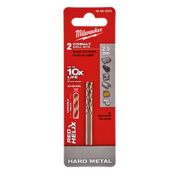 Red Helix™ Cobalt Drill Bit 2.5mm 2Pk