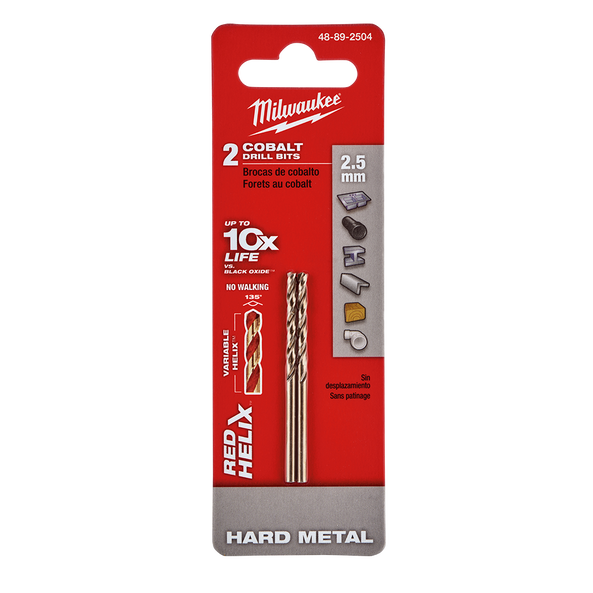 Red Helix™ Cobalt Drill Bit 2.5mm 2Pk