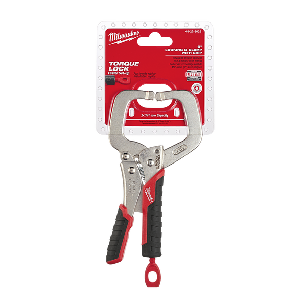 152mm Torque Lock™ C-Clamp Locking Pliers Regular Jaws w/ Durable Grip