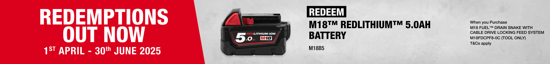 Milwaukee Redemptions - 1st April - 30th June 2025