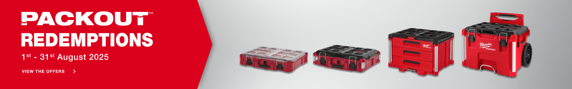 Milwaukee PACKOUT™ Redemptions - 1st August - 31st August 2025