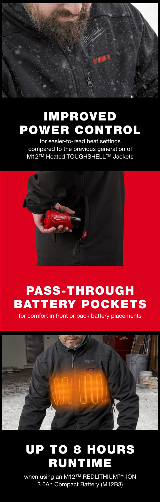 Milwaukee M12 Heated TOUGHSHELL Jacket Black M12THJBLACK0