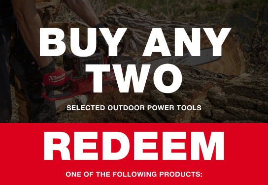BUY any two selected outdoor power tools and REDEEM one of the following products
