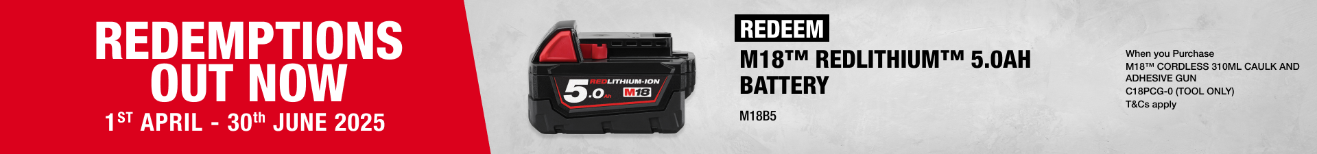 Milwaukee Redemptions - 1st April - 30th June 2025