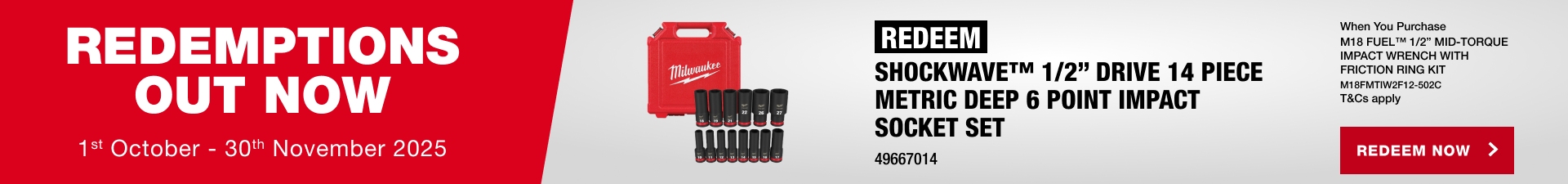 Milwaukee Redemptions - 1st October - 30th November 2025