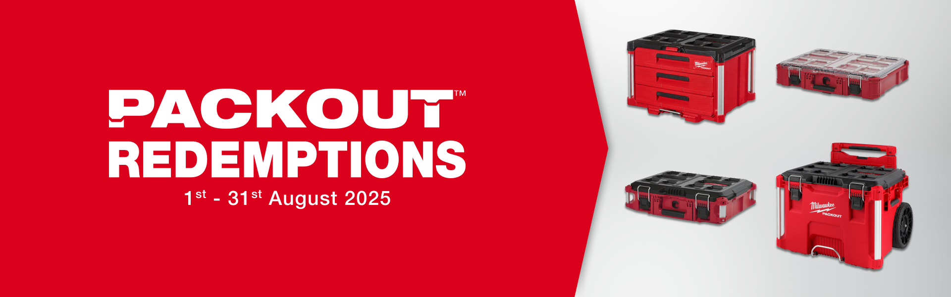 Milwaukee PACKOUT™ Redemptions - 1st August - 31st August 2025