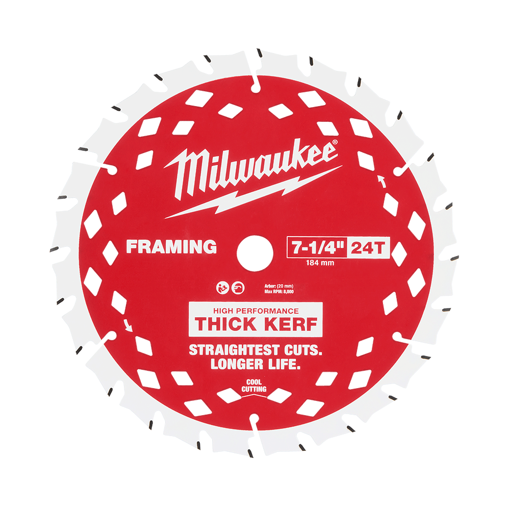184mm (7-1/4") 24T Thick Kerf Wood Circular Saw Blade Framing